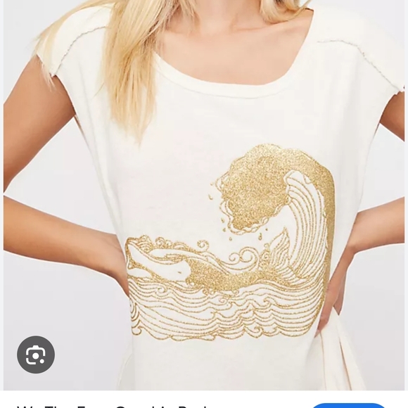 We The Free Cream Barbary Tee Gold Ocean Graphic - Picture 2 of 6